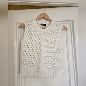 ME+EM White sleeveless cotton sweater